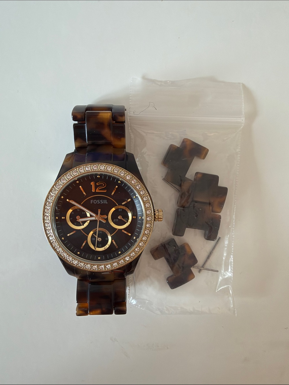 Fossil Tortoiseshell Resin Chronograph Watch - Brown